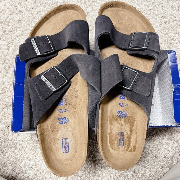 Birkenstock Arizona Soft Footbed Velvet Gray Suede EU 43 Men US 10- 10.5 Regular - Picture 10 of 10